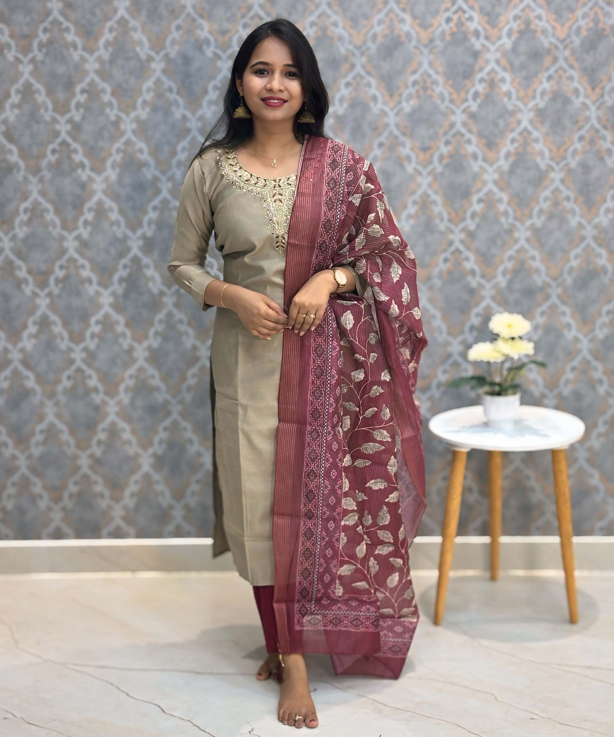 Premium Ethnic Salwar Set with Organza Dupatta  / ESS313