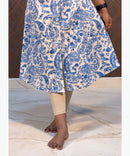 Blue and Half White Color Floral Design Premium Flex Cotton Aline Kurti with Pocket / LSS163