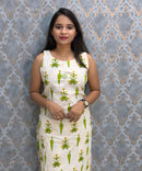Green Floral Premium Flex Cotton Coord Set with Sleeves and Pocket / ESS415