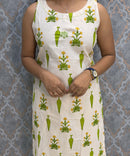 Green Floral Premium Flex Cotton Coord Set with Sleeves and Pocket / ESS415