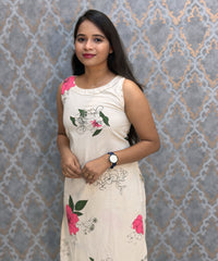 Pink Floral Premium Flex Cotton Coord Set with Sleeves and Pocket / ESS415