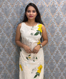 Yellow Floral Premium Flex Cotton Coord Set with Sleeves and Pocket / ESS415