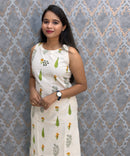 Orange and Green Floral Premium Flex Cotton Coord Set with Sleeves and Pocket / ESS415