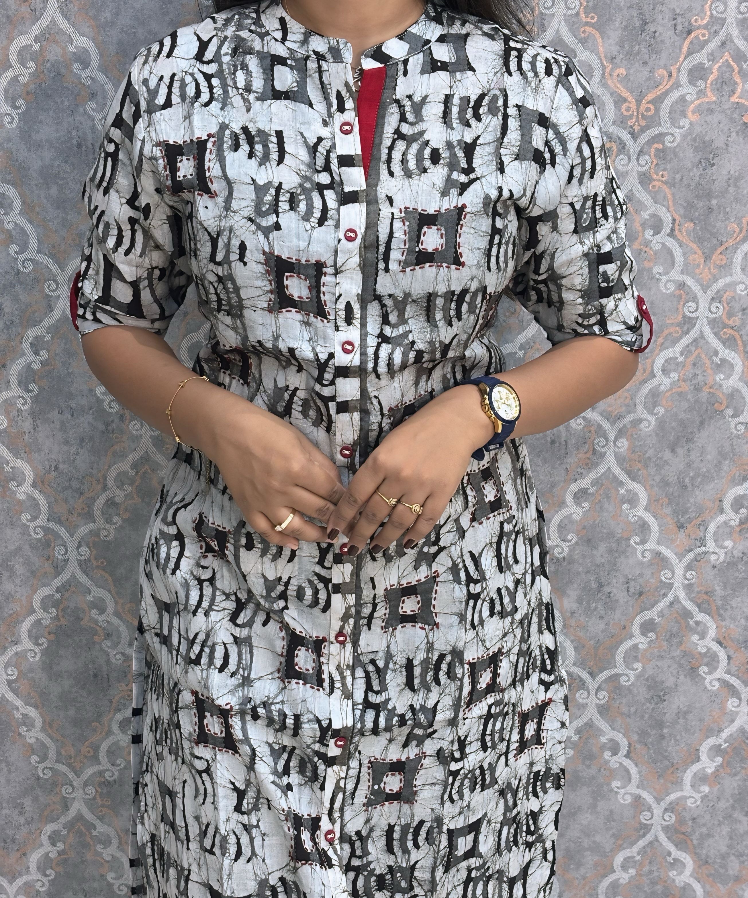 Black and White Color Premium Flex Cotton Kurtis / ESS370