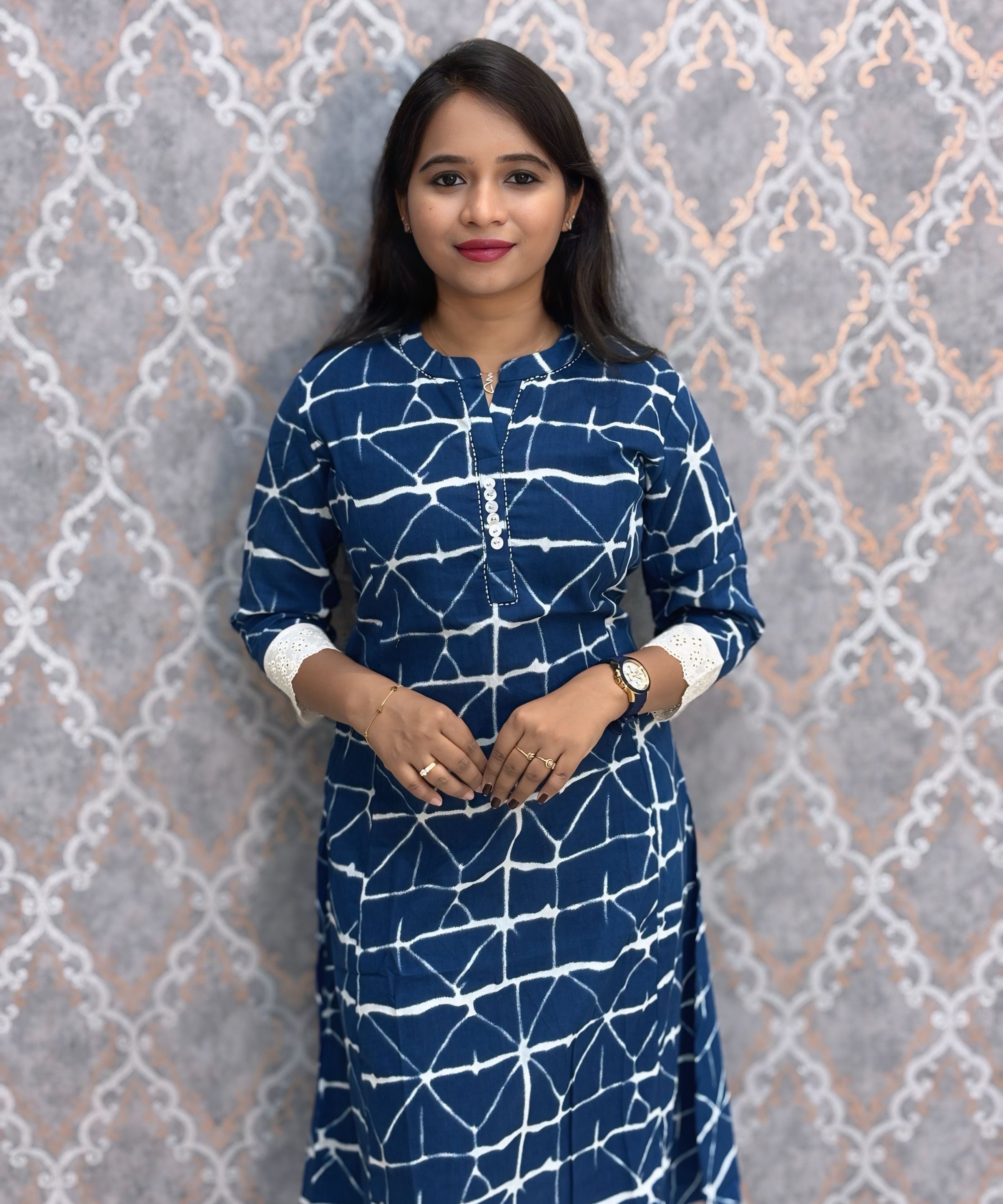 Blue Color Premium Flex Cotton Kurtis with Pocket / ESS370