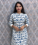 Blue and White Color Premium Flex Cotton Kurtis with Pocket / ESS370