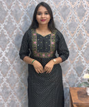 Black Color Premium Foil Print Silk Coord Set with Pocket / LSS212