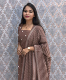 Brown Premium Handloom Cotton 3 Piece Salwar Set with Pocket / HL016