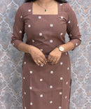 Brown Premium Handloom Cotton 3 Piece Salwar Set with Pocket / HL016