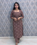 Brown Premium Handloom Cotton 3 Piece Salwar Set with Pocket / HL016