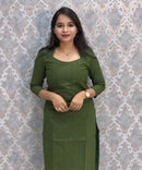 Green and Blue Premium Handloom Cotton 3 Piece Salwar Set with Pocket / HL013