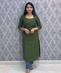 Green and Blue Premium Handloom Cotton 3 Piece Salwar Set with Pocket / HL013