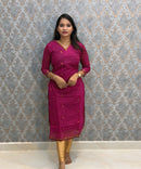 Pink and Blue Color Premium Handloom Cotton Kurti and Dupatta / ESS420