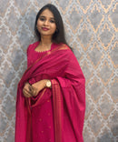 Pink Color Premium Handloom Cotton and Gold Zari Weaved Salwar Set with Pocket / LSS206