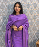 Violet Color Premium Handloom Cotton and Gold Zari Weaved Salwar Set with Pocket / LSS206