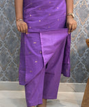 Violet Color Premium Handloom Cotton and Gold Zari Weaved Salwar Set with Pocket / LSS206