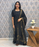 Black Color Premium Handloom Cotton and Gold Zari Weaved Salwar Set with Pocket / LSS206