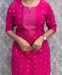 Pink Color Premium Handloom Dobby Cotton 3 Piece Salwar Set with Pocket / LSS229