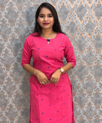 Magenta Pink and Royal Blue Color Premium Handloom Dobby Cotton 3 Piece Salwar Set with Pocket / LSS230