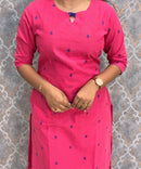 Magenta Pink and Royal Blue Color Premium Handloom Dobby Cotton 3 Piece Salwar Set with Pocket / LSS230