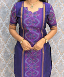 Royal Purple with Dusty Rose Pink Premium Handloom Poochampally Sico Silk 3 Piece Salwar Set / LSS300