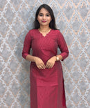Maroon Premium Handloom Raw Silk 3 Piece Salwar Set with Lining / HL020