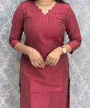 Maroon Premium Handloom Raw Silk 3 Piece Salwar Set with Lining / HL020