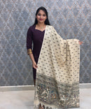 Wine Color Premium Handloom Kota Jacquard Border Silk Cotton Kurti and Silk Cotton Dupatta / HL022