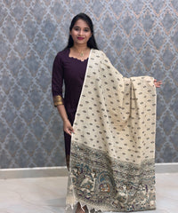 Wine Color Premium Handloom Kota Jacquard Border Silk Cotton Kurti and Silk Cotton Dupatta / HL022