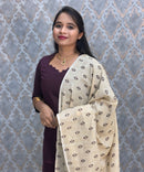 Wine Color Premium Handloom Kota Jacquard Border Silk Cotton Kurti and Silk Cotton Dupatta / HL022