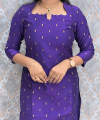 Purple Premium Handloom Raw Silk Kurti and Dupatta / HL021