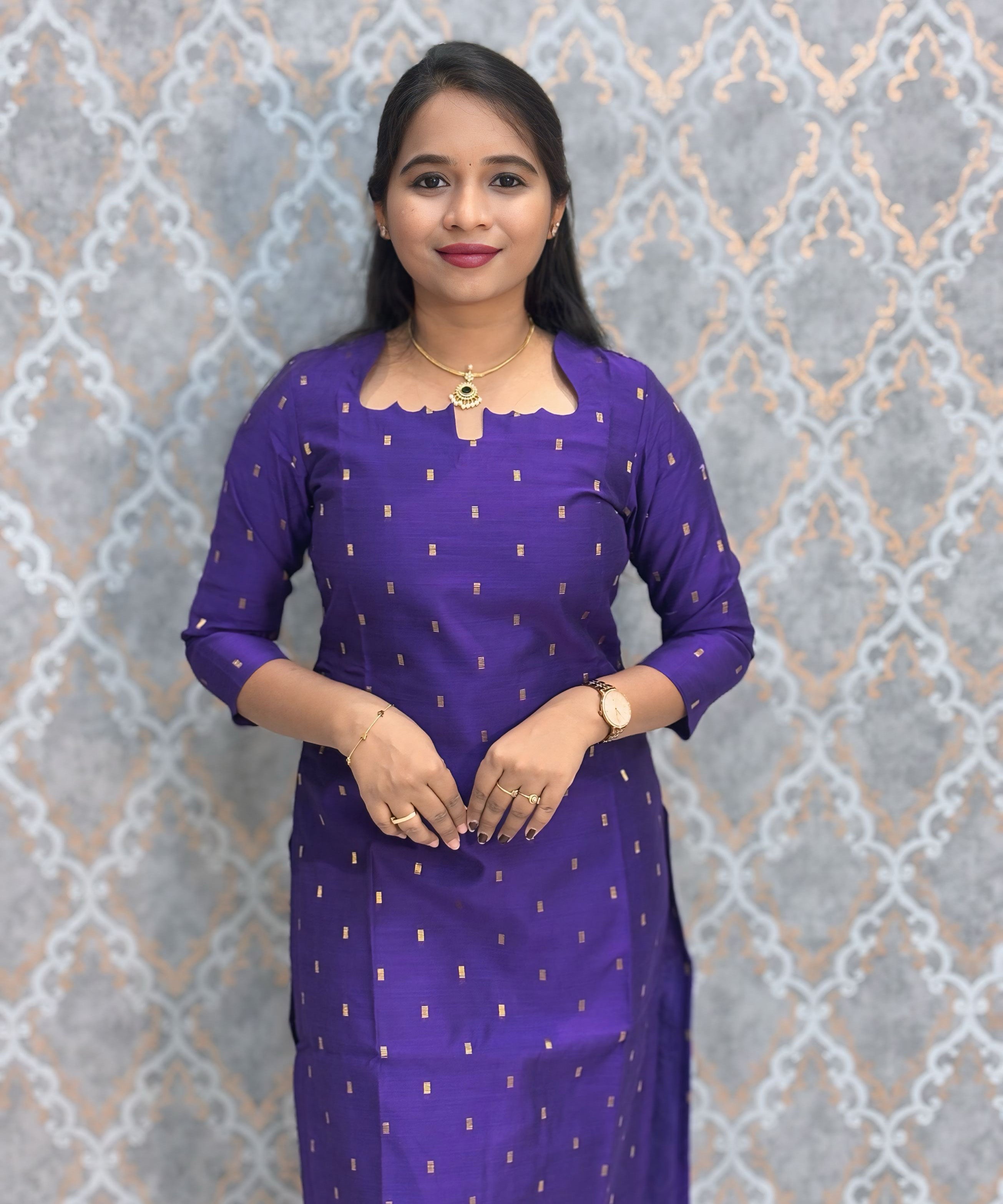 Purple Premium Handloom Raw Silk Kurti and Dupatta / HL021