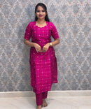 Magenta Pink Premium Handloom Raw Silk 3 Piece Salwar Set with Lining / HL019