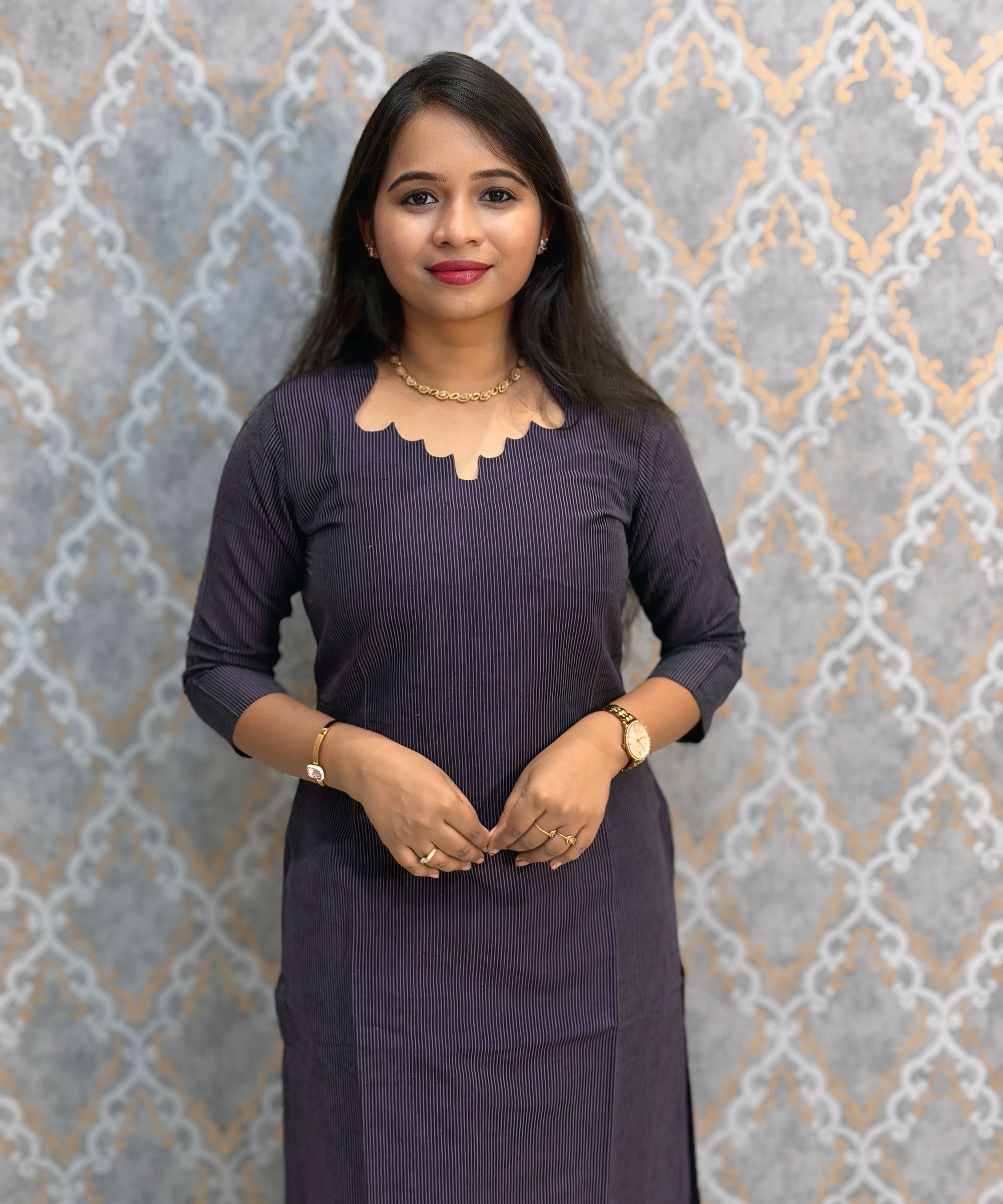Dark Purple Color Premium Handloom Raw Silk 3 Piece Salwar Set with Lining and Pocket / HL049