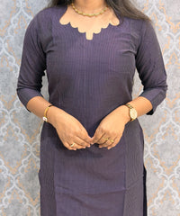 Dark Purple Color Premium Handloom Raw Silk 3 Piece Salwar Set with Lining and Pocket / HL049