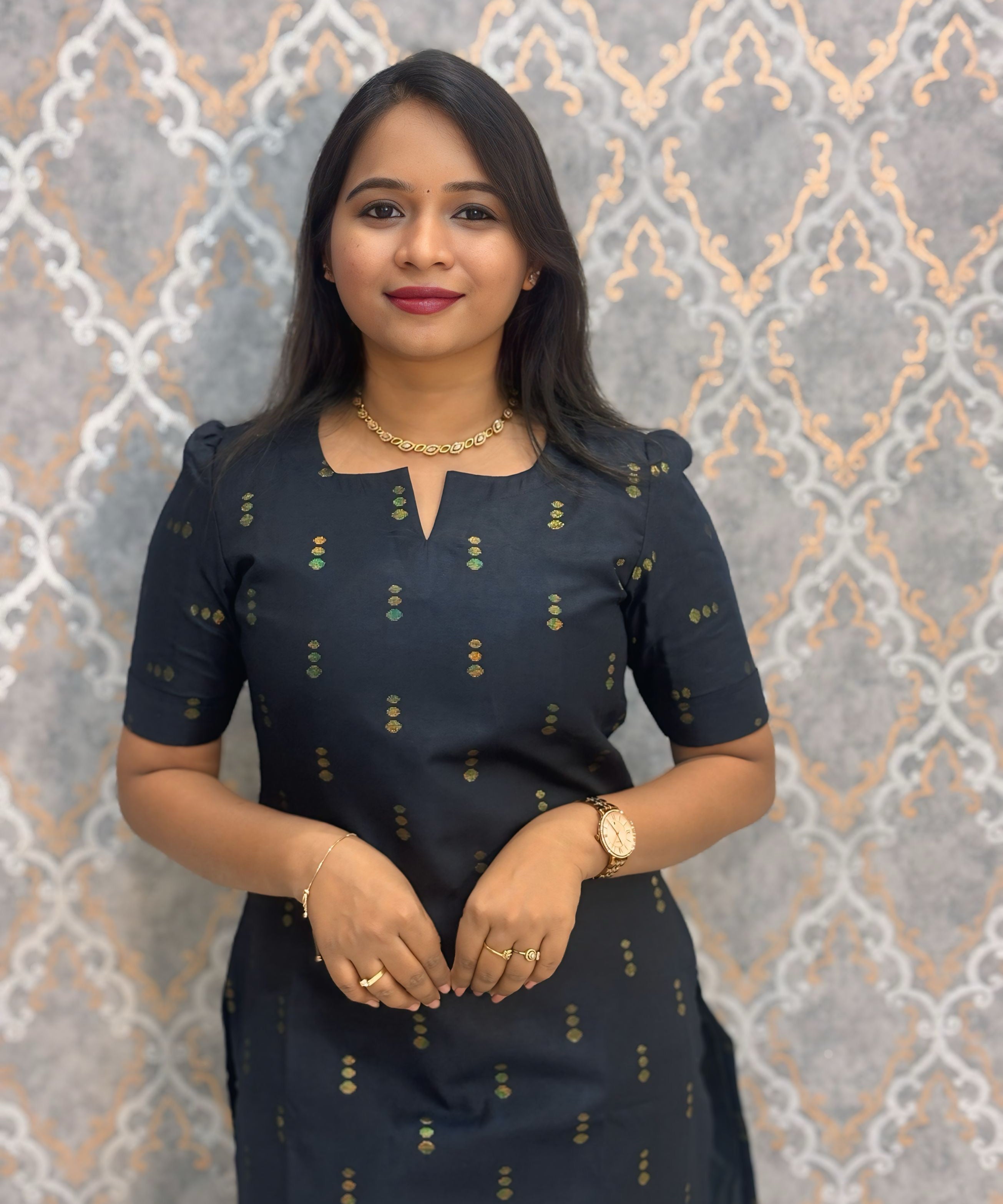 Black Color Premium Handloom Raw Silk Kurti and Dupatta / PC010