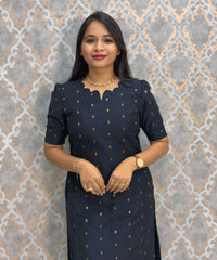 Black Color Premium Handloom Raw Silk Kurti and Dupatta / PC008