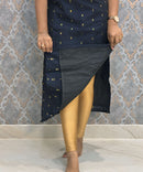 Black Color Premium Handloom Raw Silk Kurti and Dupatta / PC008