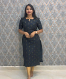 Black Color Premium Handloom Raw Silk Kurti and Dupatta / PC010