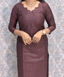 Dark Purple Color Premium Handloom Raw Silk Kurti and Silk Cotton Dupatta / HL018