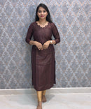 Dark Purple Color Premium Handloom Raw Silk Kurti and Silk Cotton Dupatta / HL018