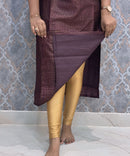 Dark Purple Color Premium Handloom Raw Silk Kurti and Silk Cotton Dupatta / HL018