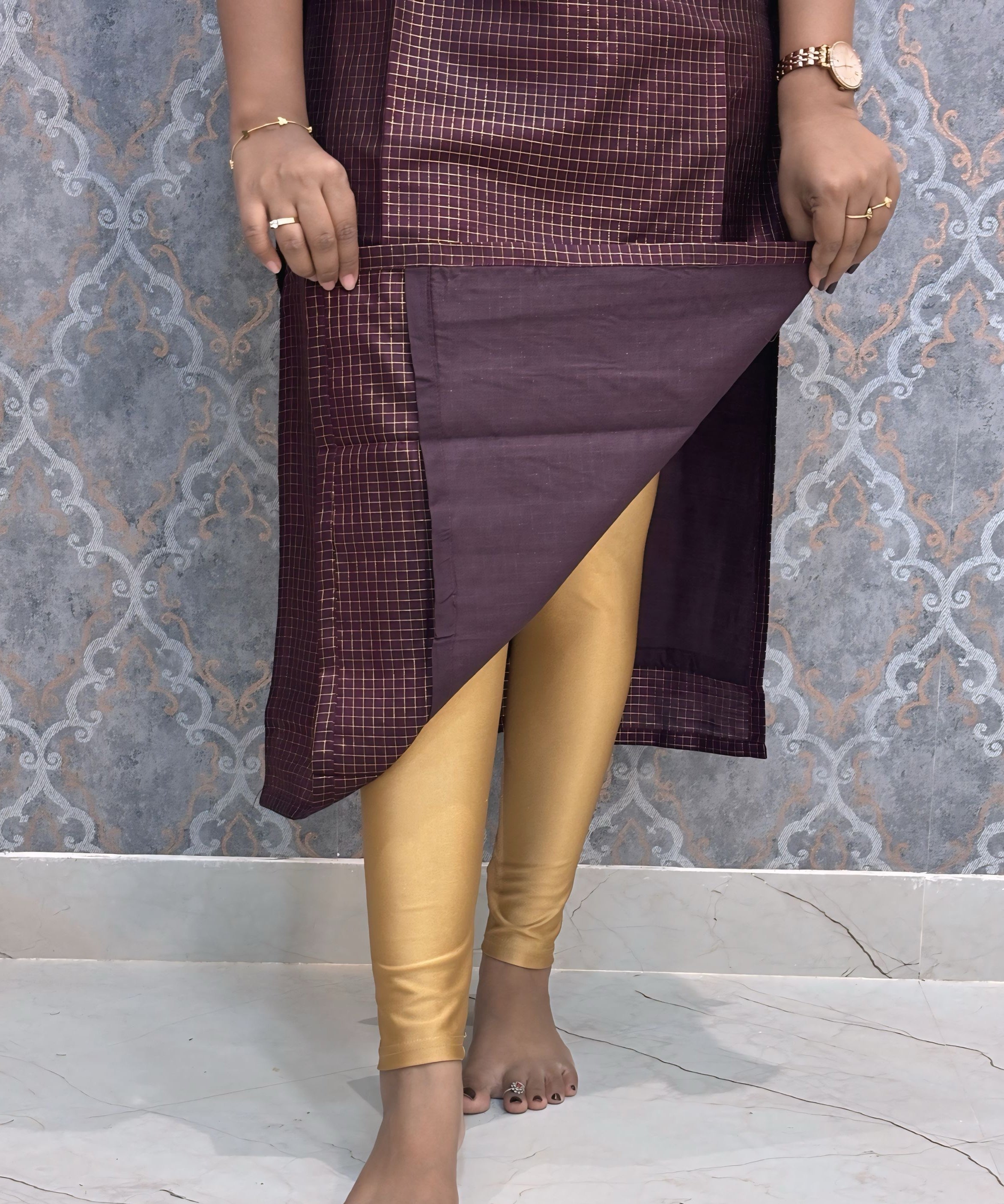 Dark Purple Color Premium Handloom Raw Silk Kurti and Silk Cotton Dupatta / HL018