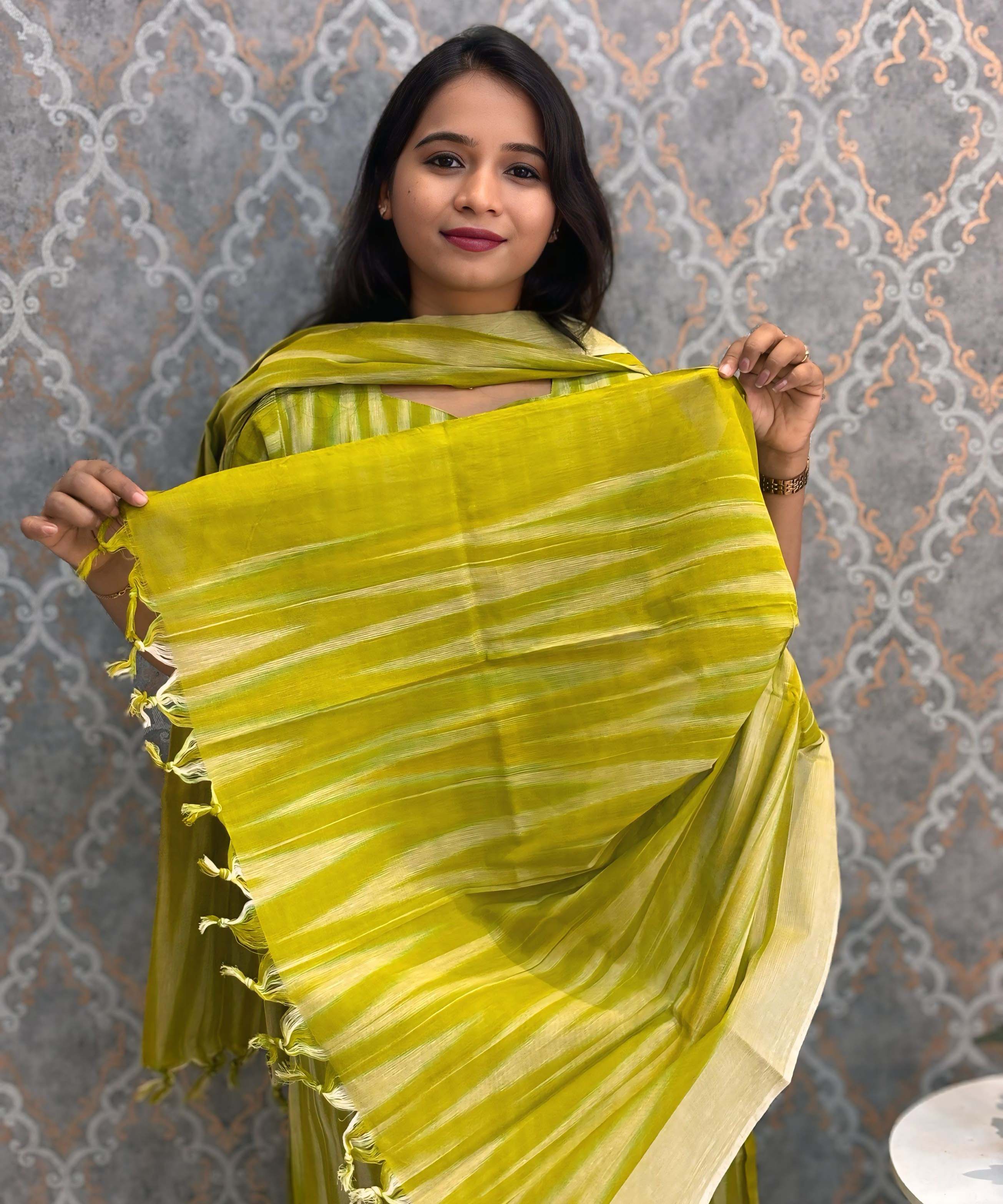 Lite Green Color Premium Ikkat Cotton salwar Set with Pocket / LSS197