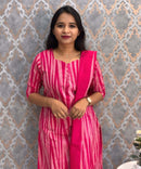 Reddish Pink Color Premium Ikkat Cotton salwar Set with Pocket / LSS197