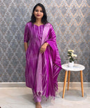Dark Purple Color Premium Ikkat Cotton salwar Set with Pocket / LSS197