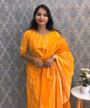 Yellow Color Premium Ikkat Cotton salwar Set with Pocket / LSS197