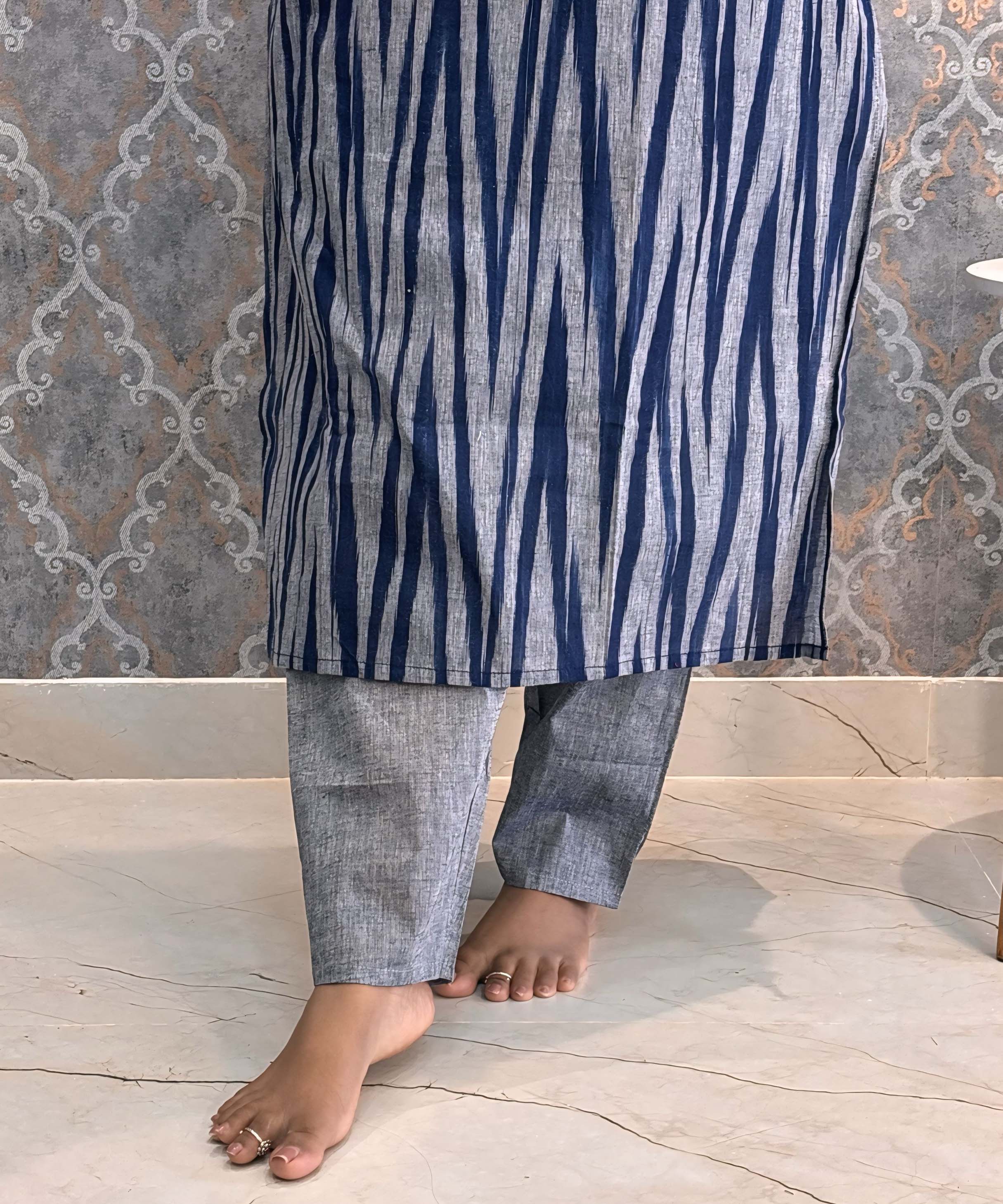 Navy Blue Color Premium Ikkat Cotton salwar Set with Pocket / LSS197