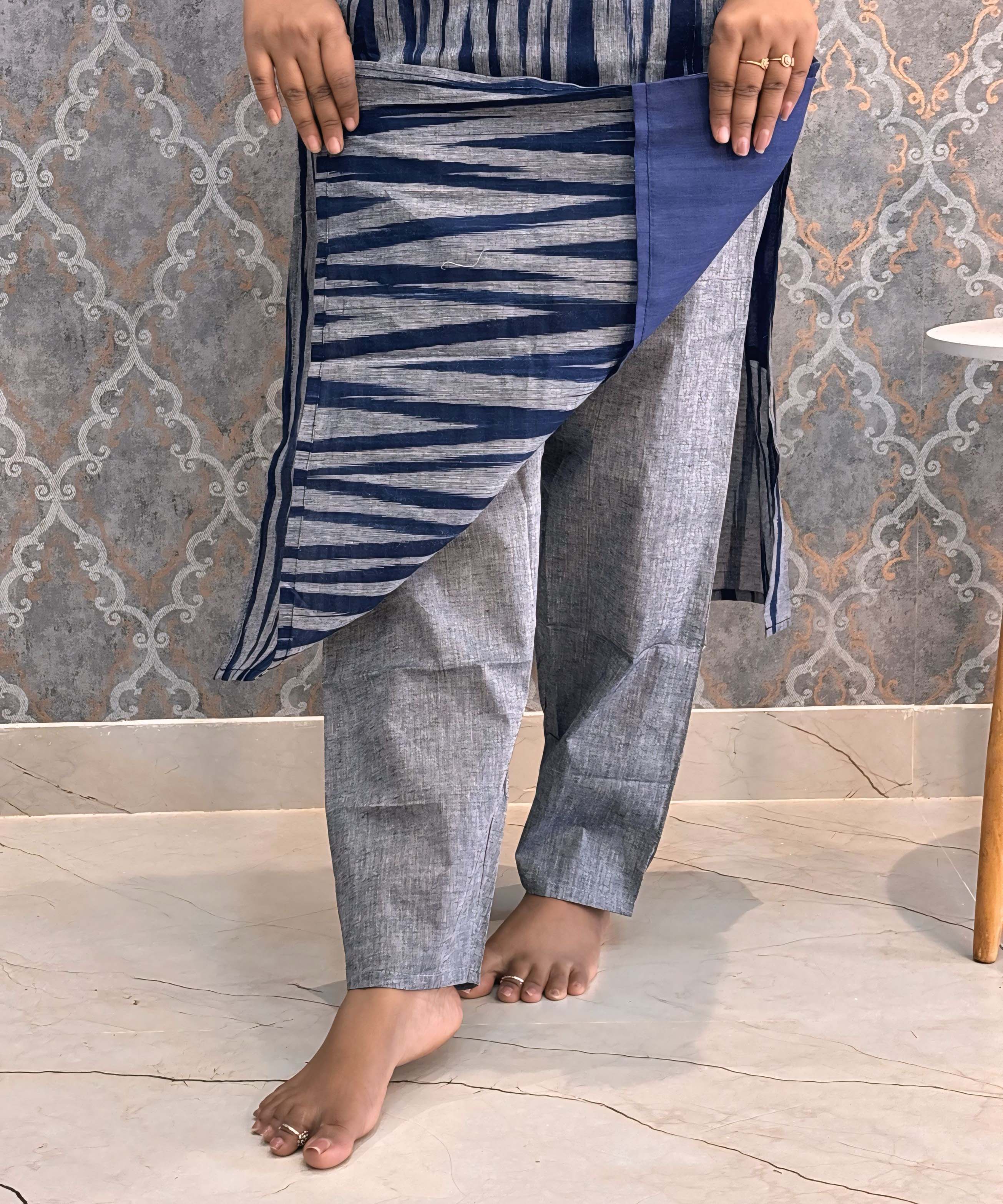 Navy Blue Color Premium Ikkat Cotton salwar Set with Pocket / LSS197