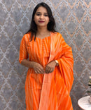 Orange Color Premium Ikkat Cotton salwar Set with Pocket / LSS197